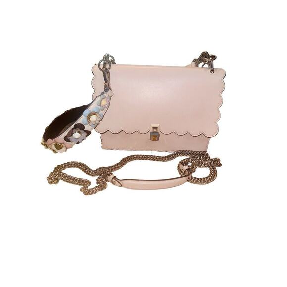 Fendi Kan I Vitello Scalloped Bag Includes Extra Floral Leather Crossbody Strap - Picture 1 of 14